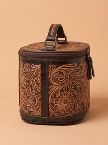 Vintage Hand Tooled Genuine Leather Jewelry Case Floral Carved Zipper Clutch Organizer Portable Travel <b>Makeup</b> Storage <b>Box</b> Lady - Product Image 3