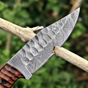 Cuchillo de caza hecho a mano de acero de Damasco con mango de palisandro, hoja de punta caída, cuchillo de hoja fija para exteriores, funda de transporte vertical - Product Image 3
