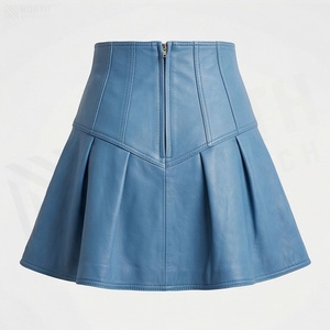 Minifalda de Cintura Alta en Cuero Sintético para Mujer, Estilo Asimétrico en Línea A, Plisada, de Color Sólido y Brillante, para Todas las Temporadas - Product Image 2