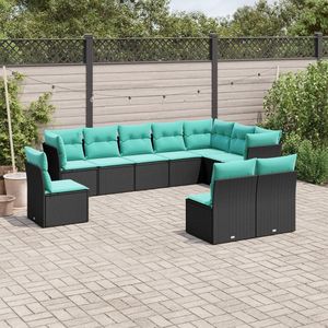 Black Garden <b>Sofa</b> <b>Set</b> With Cushions UV Resistant PE Rattan Outdoor Furniture Contemporary Design Waterproof Garden Use - Product Image 1