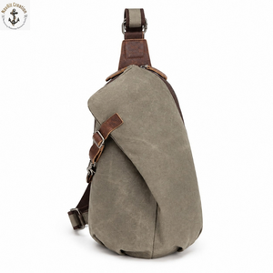 Bolso bandolera de lona lavada con correa ajustable para el hombro y herrajes metálicos |   Bolso cruzado color caqui para viajes y salidas diarias - Product Image 1