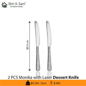 Elegantes herramientas de postre de acero inoxidable cortadas con láser Monika - Product Image 4