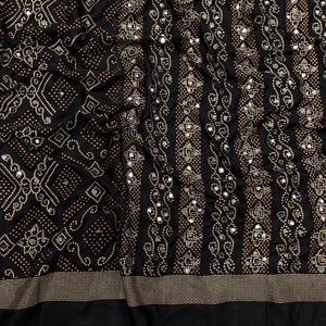 Sari Tradicional de Seda Satén Ajrakh con Pallu de Diseño con Espejos, para Fiestas y Eventos, de Royal Export - Product Image 5