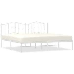 Cadre de lit rectangulaire en acier blanc 76,0 x 80,0 po, lits en métal durables - Product Image 2