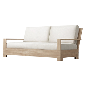 Canapé d'extérieur moderne et minimaliste avec structure en teck, coussins confortables, mobilier haut de gamme pour balcon, resort ou villa - Product Image 2