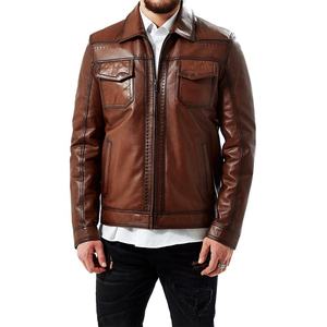 <b>Men</b> High Quality Leather <b>Jacket</b> Stand Winter Soft Full Zip Casual Comfortable Durable Fashion Regular Fit Everyday Outerwear - Product Image 2