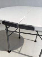 Muebles de Exterior XY para Restaurante, Juego de Mesa Redonda Plegable con Superficie de Plástico Blanco