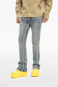 Jeans de Hombre de Algodón de Alta Calidad 2026, Marca Americana, Cómodos, Corte de Campana, Lavado Vintage, Costuras Reforzadas - Product Image 1