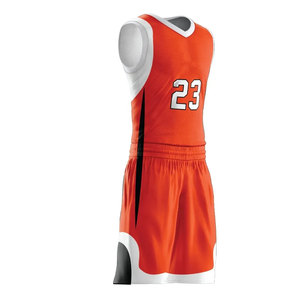 Custom Sublimated Basketball Uniform <b>Set</b> Orange White Black <b>V</b>-Neck Sleeveless Moisture Wicking Adult Team Jersey Shorts Uniform - Product Image 2
