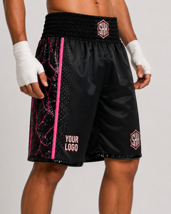 Shorts de boxe unisexes en satin vert métallisé personnalisés, shorts de combat professionnels, logo sur le devant, séchage rapide, design étoile en strass - Product Image 3