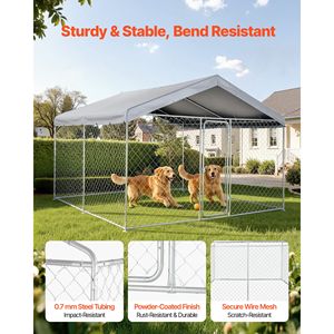 Portillon pour animaux de compagnie 9,84 x 9,84 x 7,05 pieds, chenil extérieur pour chien avec verrouillage sécurisé et design imperméable résistant aux UV - Product Image 2