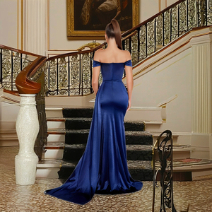 Abito da sera formale da <span class=keywords><strong>donna</strong></span>, lungo fino al pavimento, senza maniche, con spalle scoperte, stile abito da ballo, con strascico a cappella, per <span class=keywords><strong>laurea</strong></span> - Product Image 3