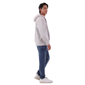 Sweat à capuche zippé beige personnalisé avec logo pour femme, en molleton épais, avec cordon de serrage, style streetwear, vente en gros - Product Image 3