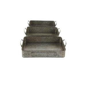 Bandeja Cuadrada de Metal Galvanizado con Asa de Madera Envejecida, Bandeja Decorativa Estilo Rústico, Adorno para el Hogar al Mejor Precio - Product Image 4