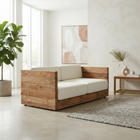 Canapé sectionnel carré en bois de teck de qualité supérieure, une place, style moderne, banquette de salon avec coussin confortable, pour salon, hôtel, appartement