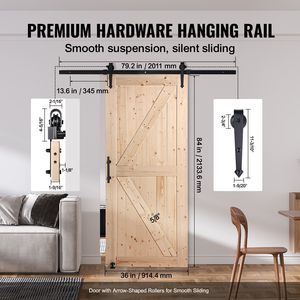 Kit Ferramenta per Porta Scorrevole in Legno 36x84 Pollici, Funzionamento Fluido e Silenzioso, Guida a Pavimento 8-in-1 Inclusa - Product Image 4