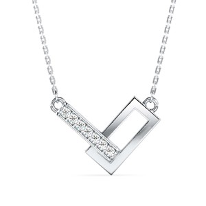 Pendentif à cadre ouvert personnalisé en forme de V avec diamant Moissanite - Product Image 3