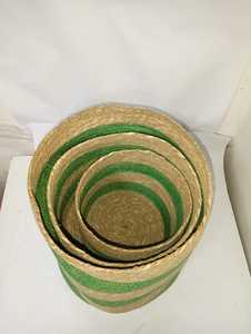 Panier de rangement en jonc de mer avec couvercle, écologique, rond, tressé, pour vêtements sales et jardinière, idéal pour la décoration intérieure - Vente chaude - Product Image 2