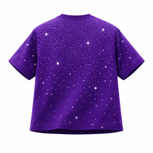 Camiseta Morada con Pedrería para Hombre, 100% Algodón, Estilo Casual Urbano, Camiseta Oversize de Verano con Estampado Gráfico, Estilo Hip Hop - Product Image 3