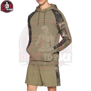 Best Supplier Breathable Solid Unique Design High Quality Casual <b>Lightweight</b> Tracksuit Set Men's Olive Green Raglan <b>Hoodie</b> - Product Image 2