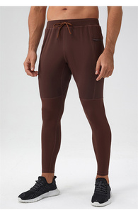 Men's Quick-Drying Sweat-Wicking Spandex/Nylon <b>Yoga</b> Fitness <b>Pants</b> Solid Pattern Calf Tights Elastic Waist Zipper Flap <b>Pocket</b> - Product Image 4