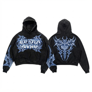 Sudadera con Capucha para Mujer, Lavado Ácido, 420 GSM, Felpa de Algodón Premium, Negra, Gruesa, Oversize, Personalizada con Serigrafía, DTF, Bordado, OEM, ODM - Product Image 1
