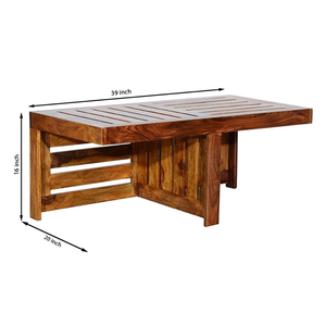 Mesa Auxiliar de Madera Tallada a Mano, Estilo Rústico Moderno, Madera de Teca, Acabado Natural, Decoración para el Hogar - Product Image 6