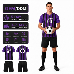 Maillot de football personnalisé à col en V, rayé, à manches courtes, uniforme d'équipe avec nom et numéro, respirant, unisexe, adulte - Product Image 2