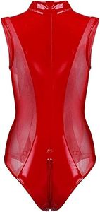 Body de Cuero Sintético de Látex para Mujer, Personalizado, con Minifalda, Conjunto Sexy para Club, Lencería de PVC, Proveedor Mayorista OEM ODM - Product Image 3
