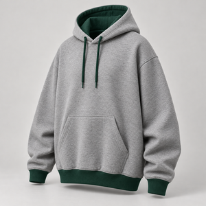 Sudadera con Capucha Extra Grande Personalizable de 500 GSM en Gris Jaspeado, con Logotipo Personalizado, Estilo Urbano - Product Image 1