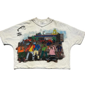 เสื้อยืดลำลองสตรีทแวร์แขนสั้นผ้าฝ้าย 100% ทรงโอเวอร์ไซส์ หนัก 300 กรัม ระบายอากาศได้ดี พิมพ์ลายสกรีนสีพื้นแบบกำหนดเองสำหรับผู้ชาย - Product Image 1