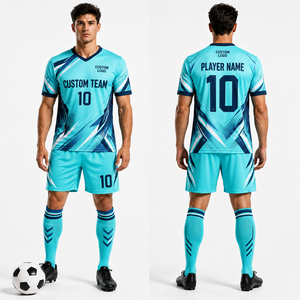 Uniforme de Fútbol Personalizado, Conjunto de Camiseta, Pantalones Cortos y Calcetines, Secado Rápido, Poliéster, Ropa Deportiva para Equipos, Sublimación, Bordado, Impresión - Product Image 3