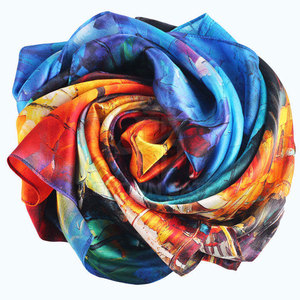 Custom Printed <b>Silk</b> Scarf With Soft Fabric Elegant Look For <b>Head</b> And Neck <b>Wrap</b> Fashion Accessory For All Season Wear <b>Silk</b> Scarf - Product Image 4