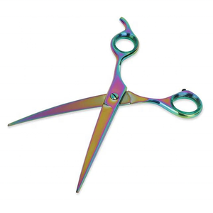 Ciseaux de coiffure professionnels en acier inoxydable à lame affûtée, manche long, pour droitiers, pour usage barbier, faible MOQ, usage formationnel, ciseaux de barbier courbés - Product Image 4