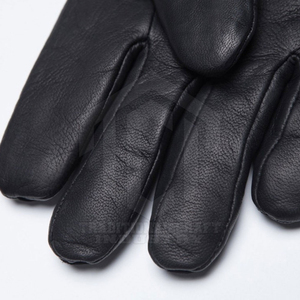 <b>Black</b> <b>Leather</b> Winter <b>Gloves</b> for <b>Men</b> Soft Faux Fur Cuff Warm Full Finger Fashion <b>Gloves</b> Custom OEM Manufacturer - Product Image 3