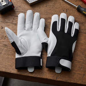 Gants de sécurité robustes pour la conduite, avec poignet réglable, en cuir de chèvre pleine fleur, usage général, résistants à l'abrasion et à la chaleur - Product Image 4