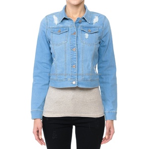 Femmes recadrée déchiré Vintage Denim veste à manches longues motif léopard Jean manteau/gilet régulier grande taille décontracté Style Junior - Product Image 4