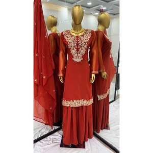 Top Designer-Ensemble Plazzo et Dupatta avec broderie lourde Taille XL - Product Image 1