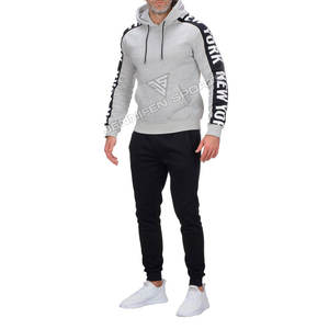 ชุดวอร์มผู้ชาย ปักโลโก้ได้ ผ้าฟลีซคอตตอน 100% สำหรับฤดูหนาว ชุดเซ็ต 2 ชิ้น เสื้อฮู้ดและกางเกงขายาว - Product Image 2