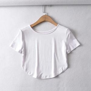 Custom Logo Printing Women's <b>Summer</b> Casual Cropped <b>Tank</b> <b>Top</b> Breathable Power Dry Jersey with Curved Hem for Yoga - Product Image 2