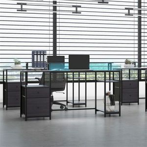 Bureau d'ordinateur moderne noir avec éclairage LED pour le gaming, matériaux durables en métal et MDF, fonctionnalités de rangement élégantes pour une utilisation en cuisine - Product Image 6