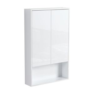 Mobile da Bagno a Parete Bianco Lucido da 24 Pollici con Ante a Chiusura Morbida, Design a Sospensione, Imballaggio KD - Product Image 1