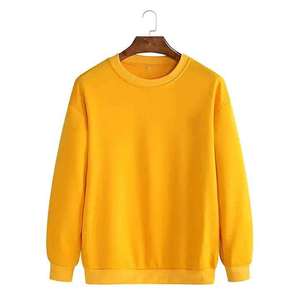เสื้อสเวตเชิ้ตคอกลมสีเหลืองแบบยูนิเซ็กซ์ ทรงโอเวอร์ไซส์ ผ้าถัก สวมใส่สบาย สีพื้น แขนยาว เหมาะสำหรับใส่ในฤดูใบไม้ร่วง - Product Image 1