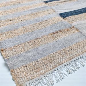 Tapis en laine et jute fait main, écologique, abstrait, antidérapant, tissé à la main, pour salon et chambre à coucher, adapté aux animaux domestiques - Product Image 1