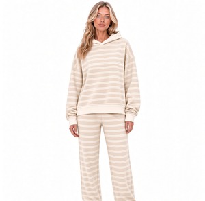 <b>Women's</b> Oversized Hoodie Lounge Set Pullover and Wide Leg Pants Soft Cotton Blend Two <b>Piece</b> <b>Outfit</b> Casual Relaxed - Product Image 2