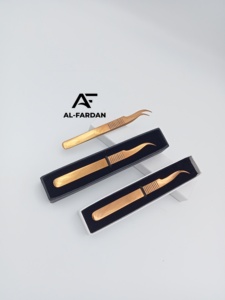 Rose Gold Plasma Color Strong Curved Shape Eyelash Extension Tweezers Dumont Print Stainless Steel <b>Lash</b> Tweezer with Card Boxes - Product Image 2