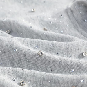 Sudadera con Capucha Extra Grande de Alta Calidad, Diseño con Pedrería, Informal, de Invierno, Tejido Francés, 2 Piezas - Product Image 3