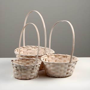 <b>Large</b> <b>Basket</b> Hamper with Handle Natural <b>Baskets</b> for Gift Flower Fruit Packaging From Bamboo Materials - Product Image 3