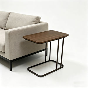 Modern Coffee <b>Table</b> Compact C-Style Mini with Wooden Surface and Durable Frame for <b>Small</b> Space Living Apartment - Product Image 2