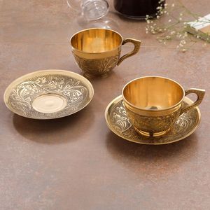 Handcrafted Copper Coffee <b>Cup</b> Hammered Finish with Matching <b>Saucer</b> Pure Copper Drinkware Hotel Restaurant Wholesale Supplier - Product Image 2
